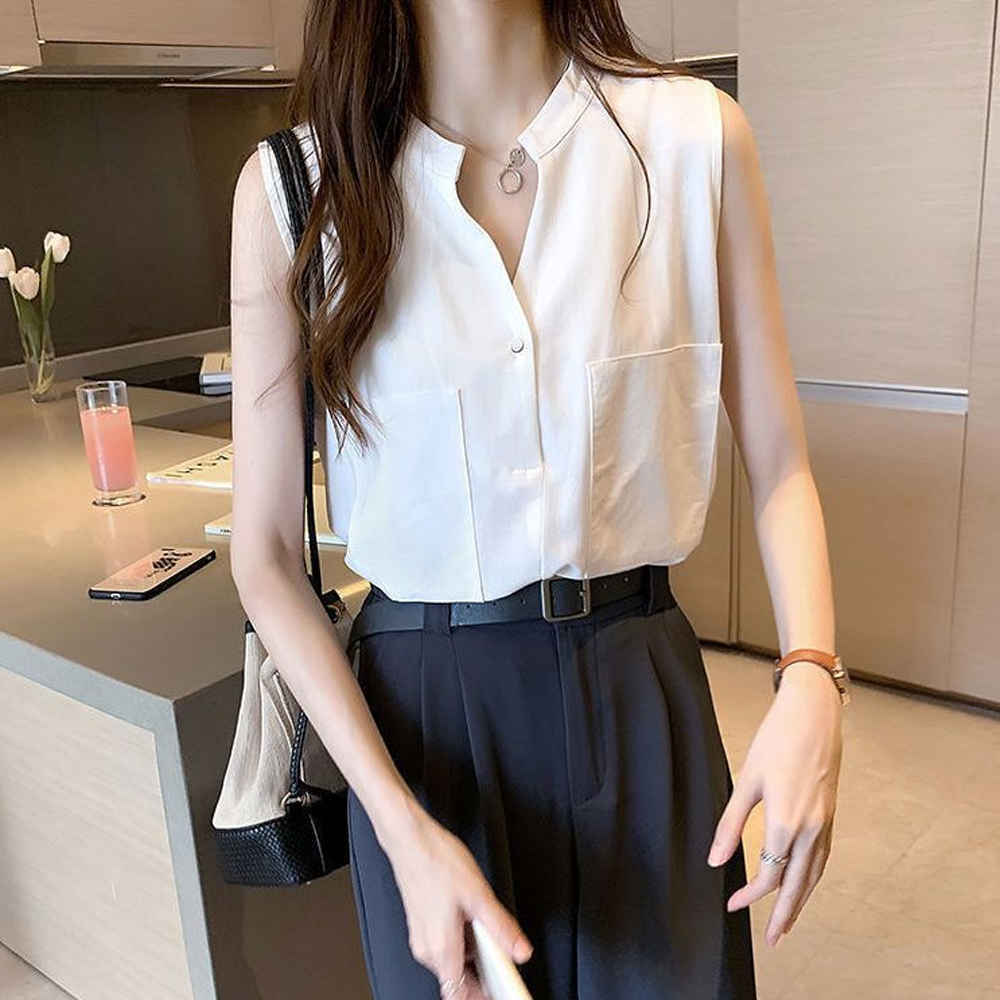 더시럽 여성용 차이나 카라 민소매 블라우스 10,200원