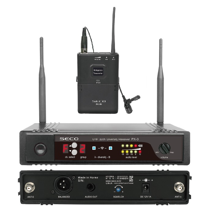 SECO PX-3/핀 1채널 무선마이크 900MHz 세코 PX-3RBL PX3 핀마이크 학교마이크 교회무선마이크 400,000원