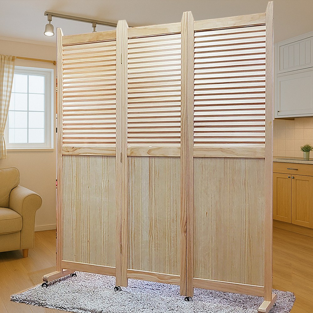 리츠데코 원목 인테리어 접이식 파티션 1800 2단 3단 이동형 사무실 업소용 키높이 칸막이, 3단내추럴 189,000원