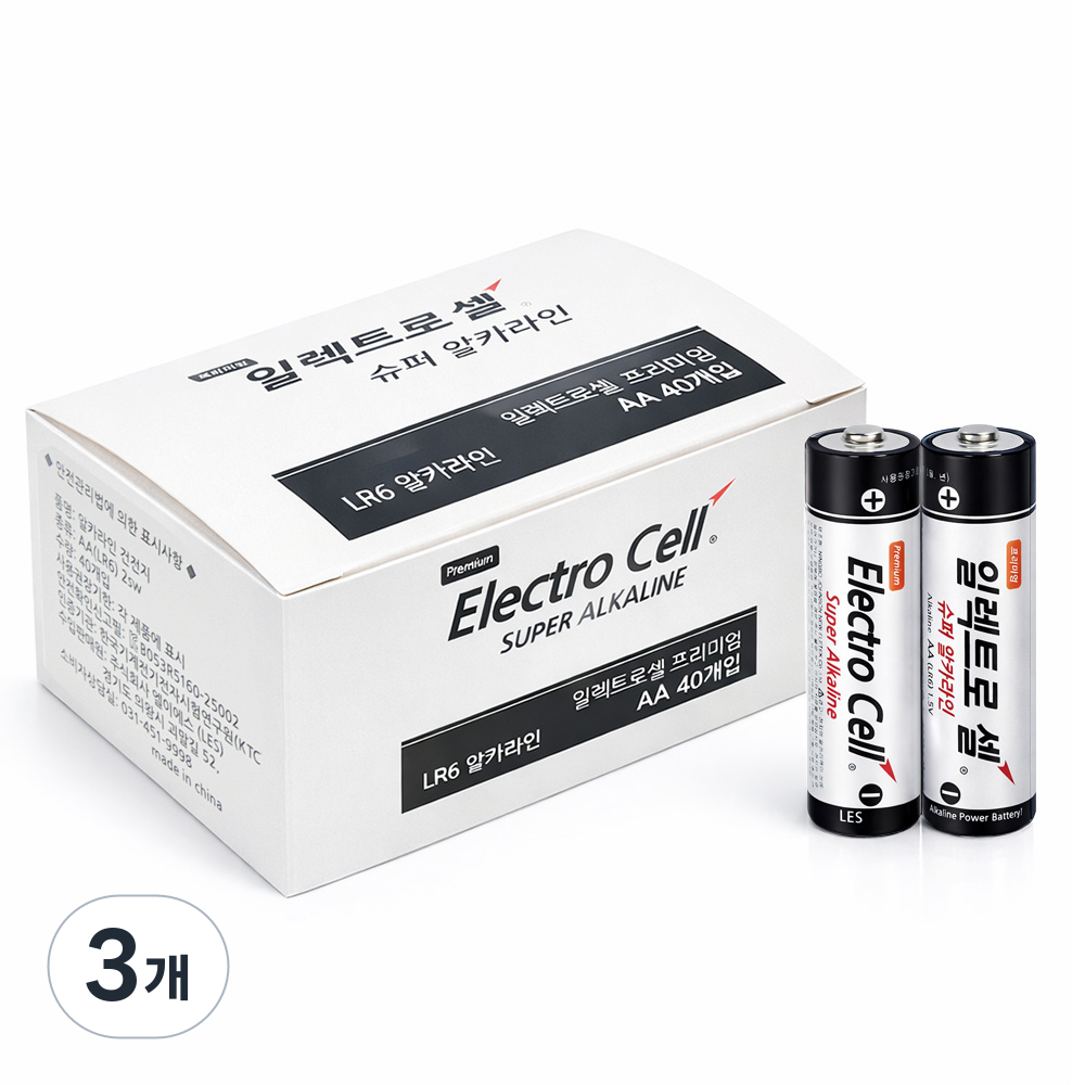 일렉트로셀 ElectroCell 알카라인 건전지, 3개, 40개입 24,300원