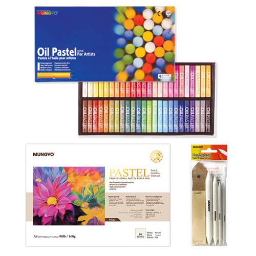 문교 오일 파스텔 + 파스텔 전용지 A4 + 찰필 4종 + 심갈이 사포 세트 30,500원
