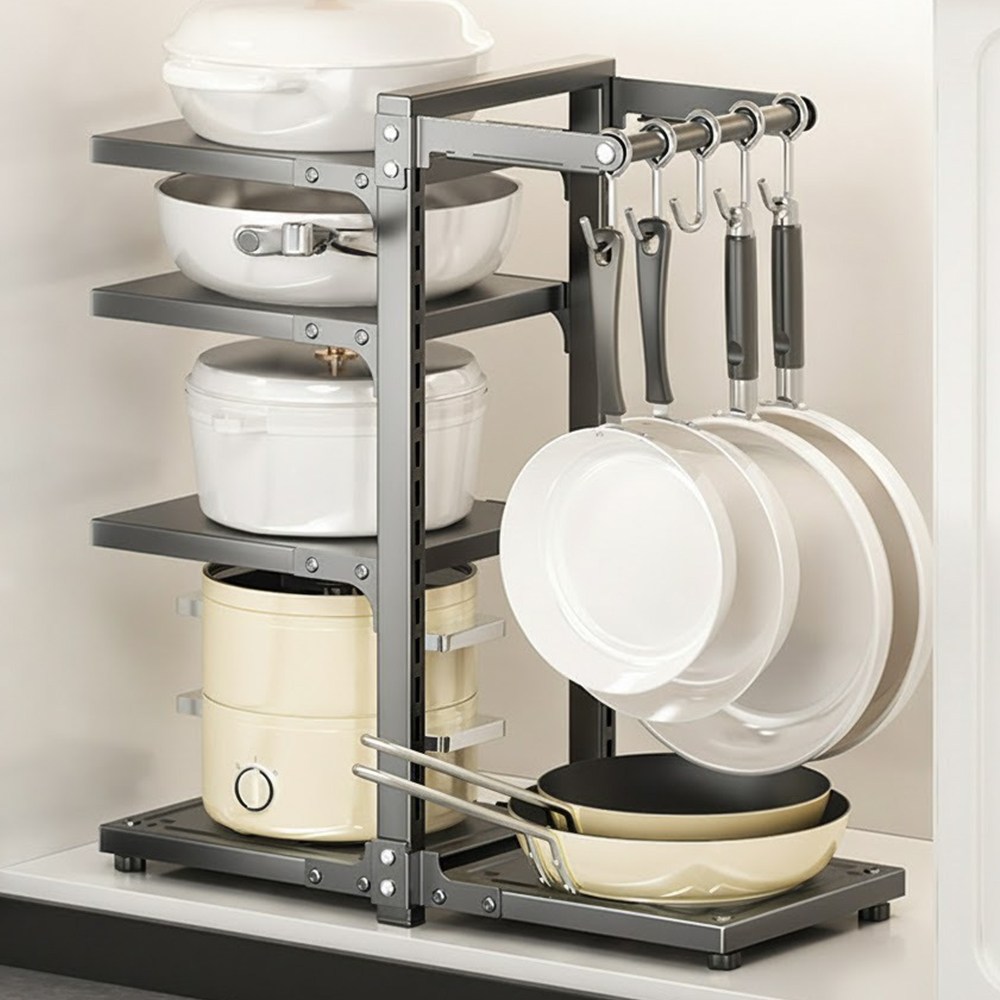 홈비 10개거치 높이조절 주방 후라이팬정리대 냄비 정리대, 1개, 화이트 꽂이형, 7단 29,900원