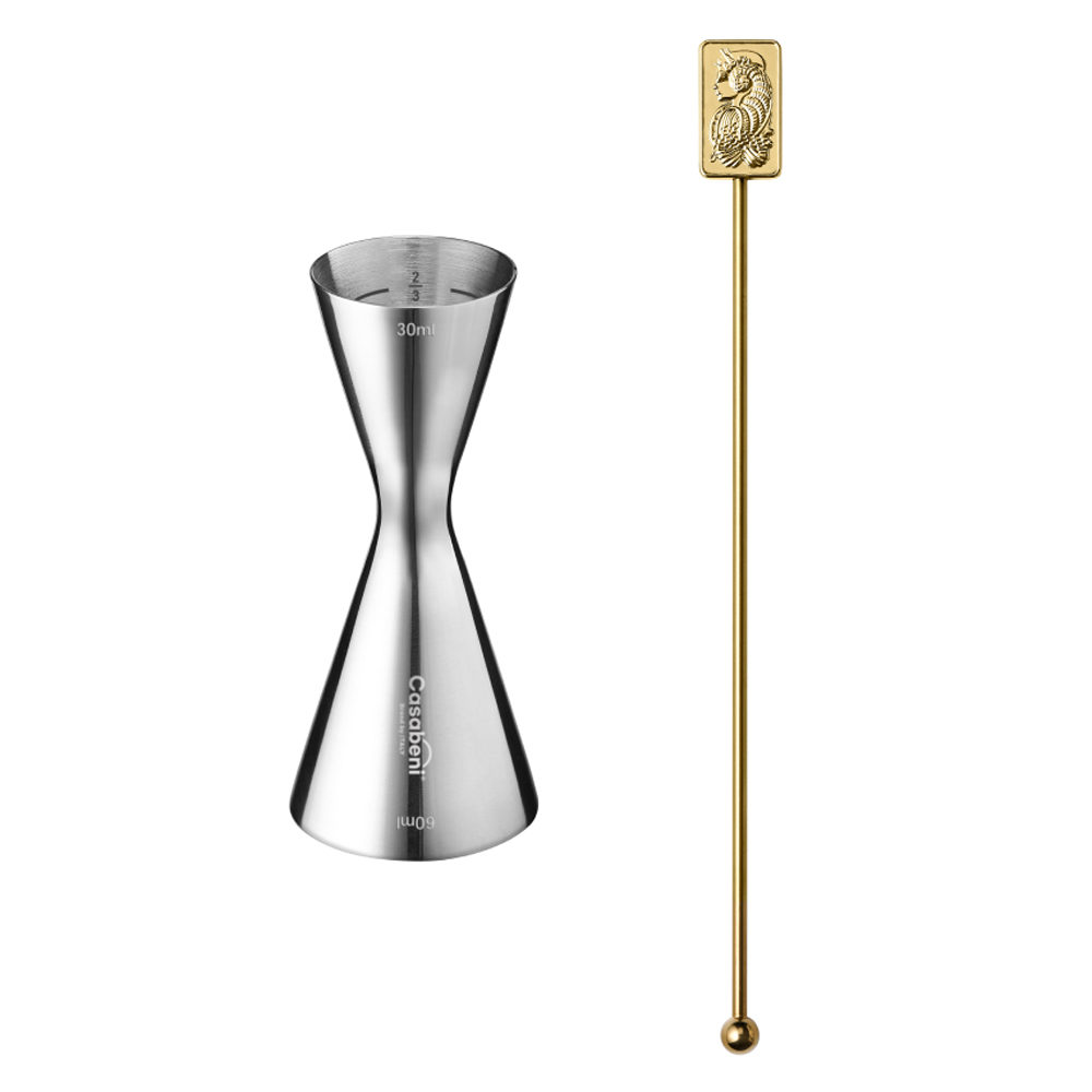 까사베니 홈텐딩 칵테일 올스텐 계량 지거 30ml / 60ml + 사각 머들러 세트 19,000원