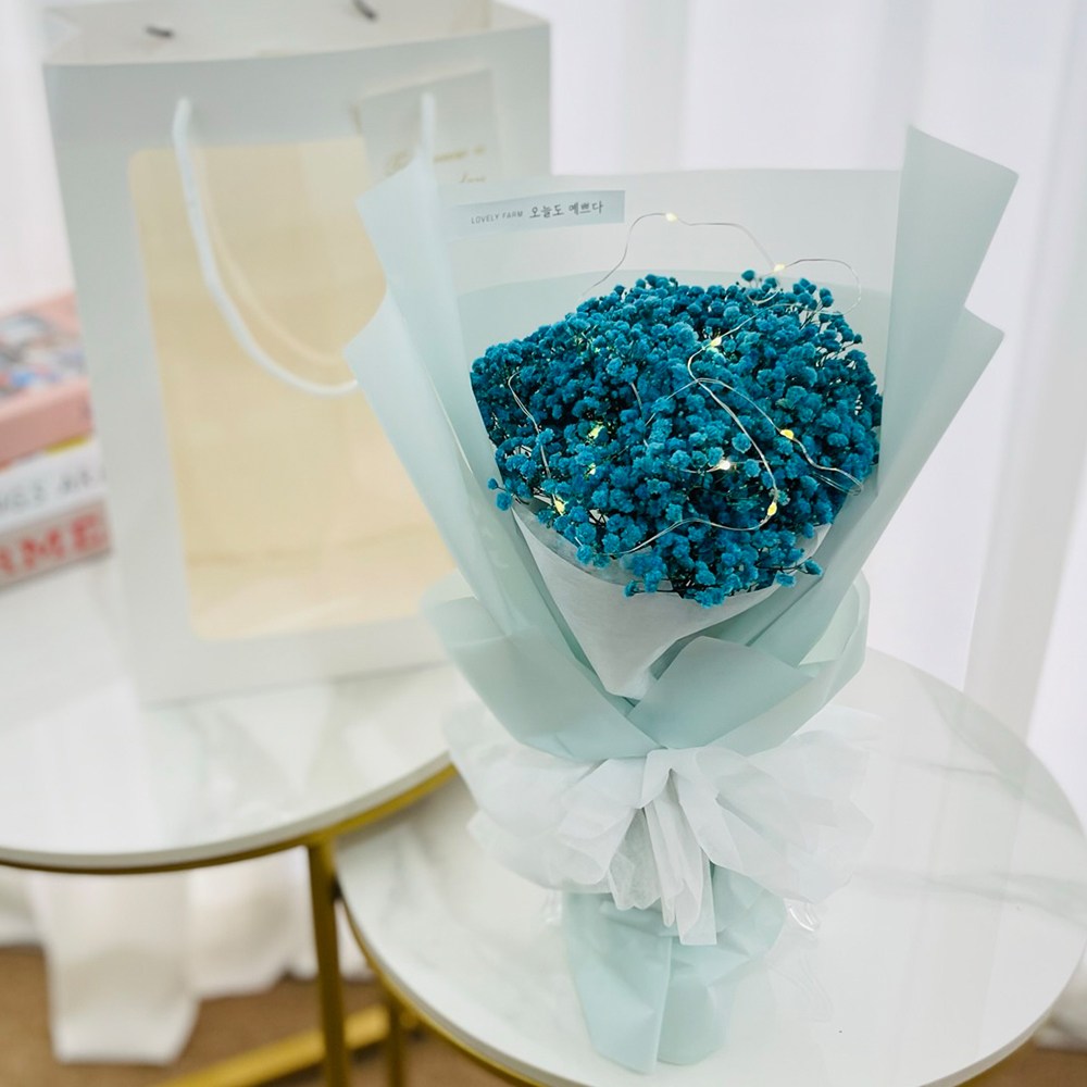 러블리팜 조화 프리저브드 안개꽃 조명꽃다발 + 쇼핑백 세트 M 19,310원