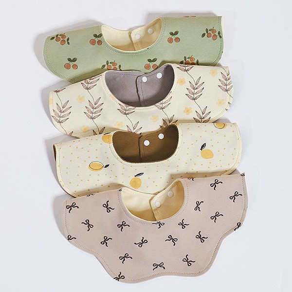 몽실이 북유럽풍 360도 양면 턱받이 4종 세트 순면 무형광 롤링 사계절 아기 유아 신생아 선물포장 19,900원