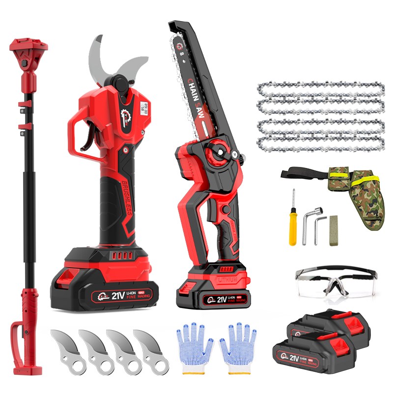 YUON 독일기술 충전식 다용도 20.32cm 무선 전기톱 연장 장대 무선 전동 가지치기 전지 가위 3IN1 BLDC 21V 풀세트+전용가방 톡톡365 229,000원