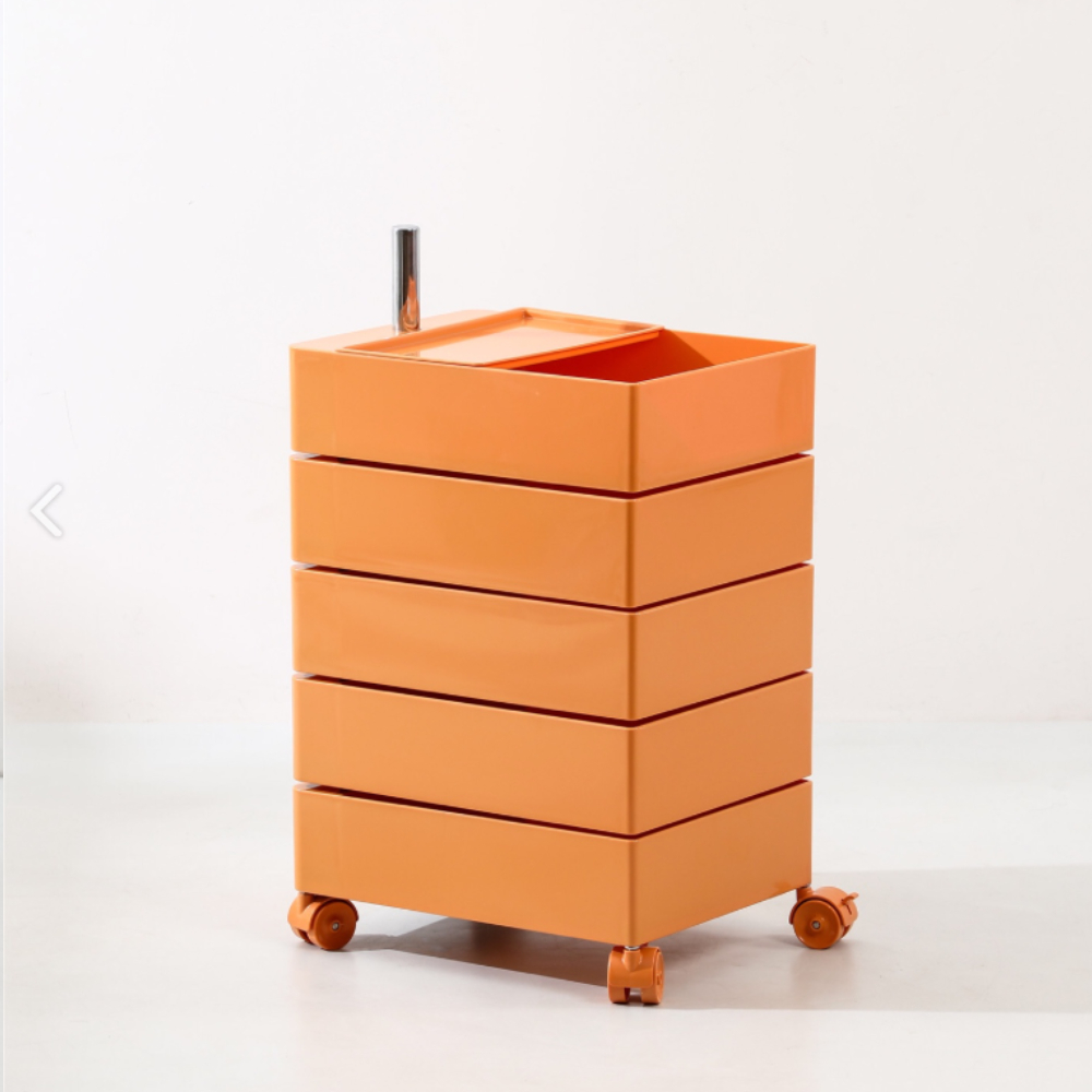 가구앤하우스 피보 360도 회전 이동 서랍 사각 트롤리, 오렌지, 5단, 현재가 78,900원