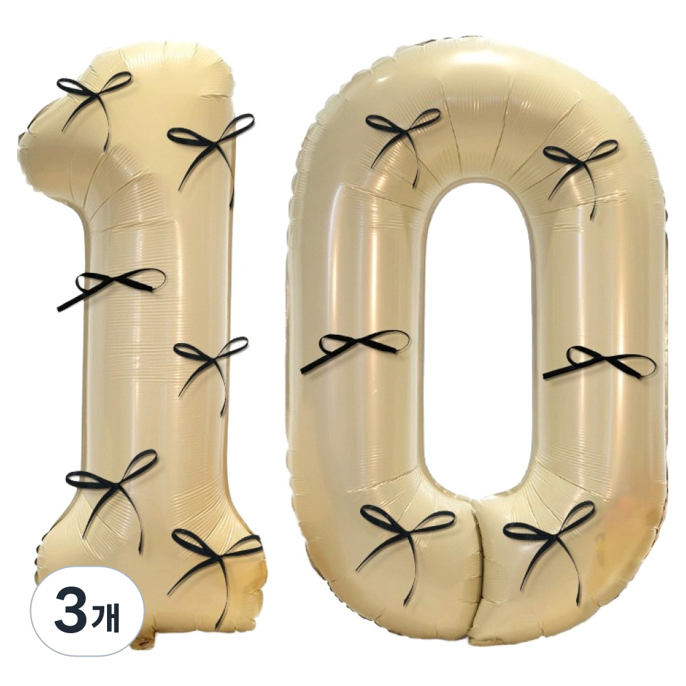 문구담 생일 기념일 이벤트 장식 대형 숫자풍선 10, 크림, 3개 28,500원