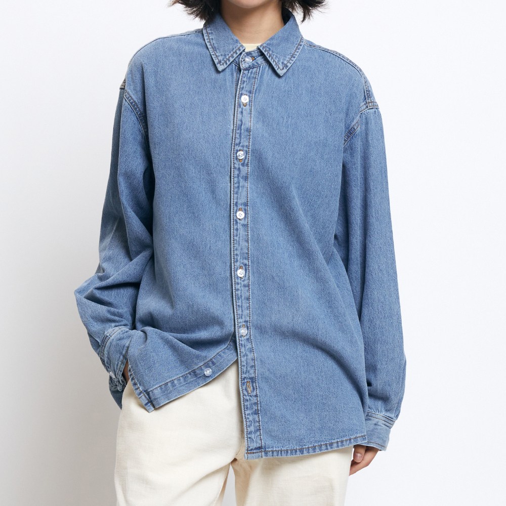 [GTM] SQ-9002 릴렉스드데님긴팔셔츠 여자 청남방 긴팔 오버핏 체형보완 3컬러 빅사이즈 38,800원