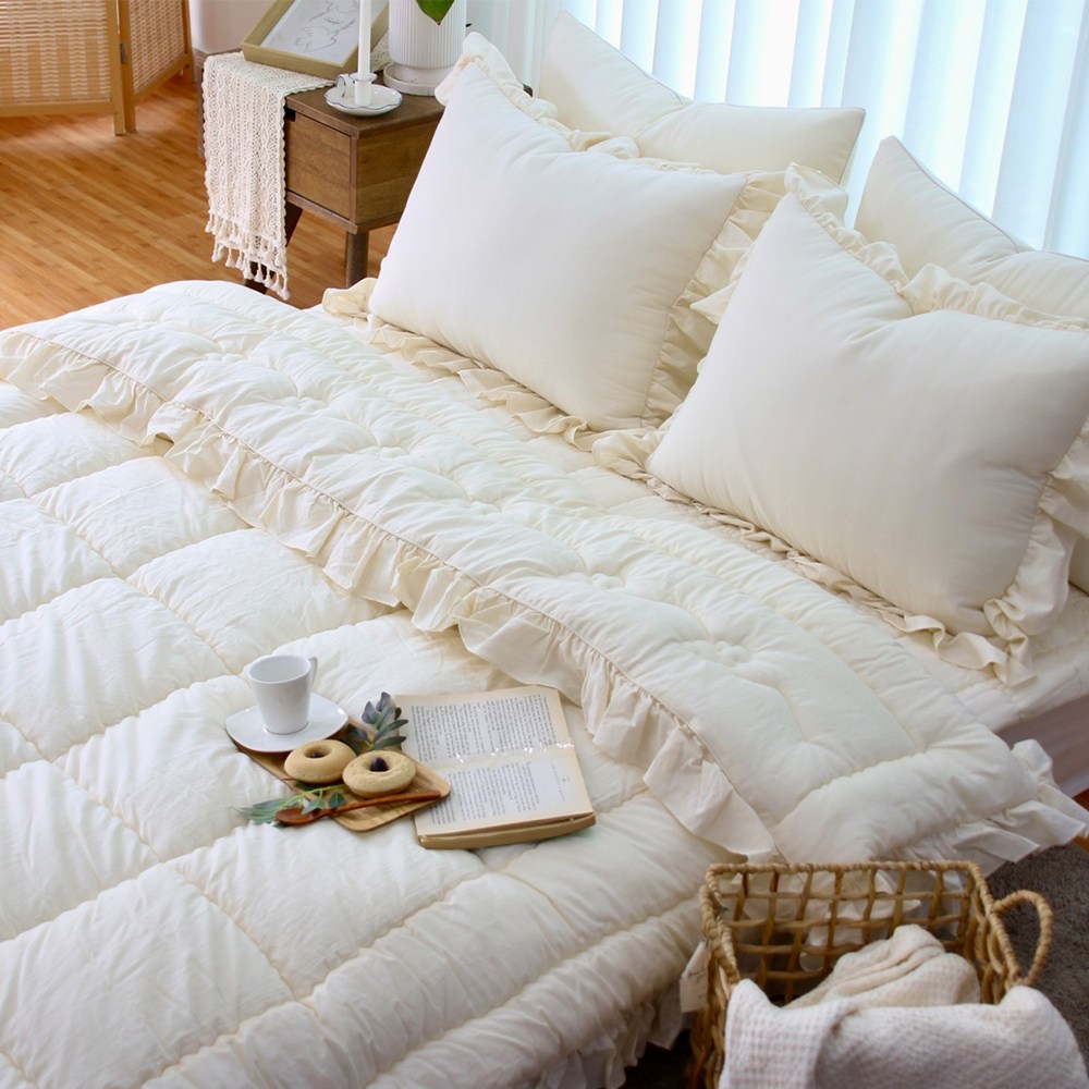 루디아홈베딩 멜로우 친환경 30수 워싱광목 프릴/논프릴 차렵이불 17,900원