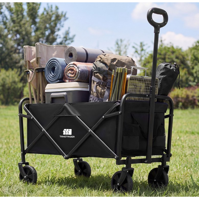 TANSTRIDER 웨건 접이식 아웃도어 캠핑 폴딩 카트 접이식 카트 쇼핑카트 장바구니 캐리어 카트 접이식 카트 4바퀴 캠핑웨건 캠핑 용품 폴딩카트80*49*91.5cm, 1개, 블랙 40,000원