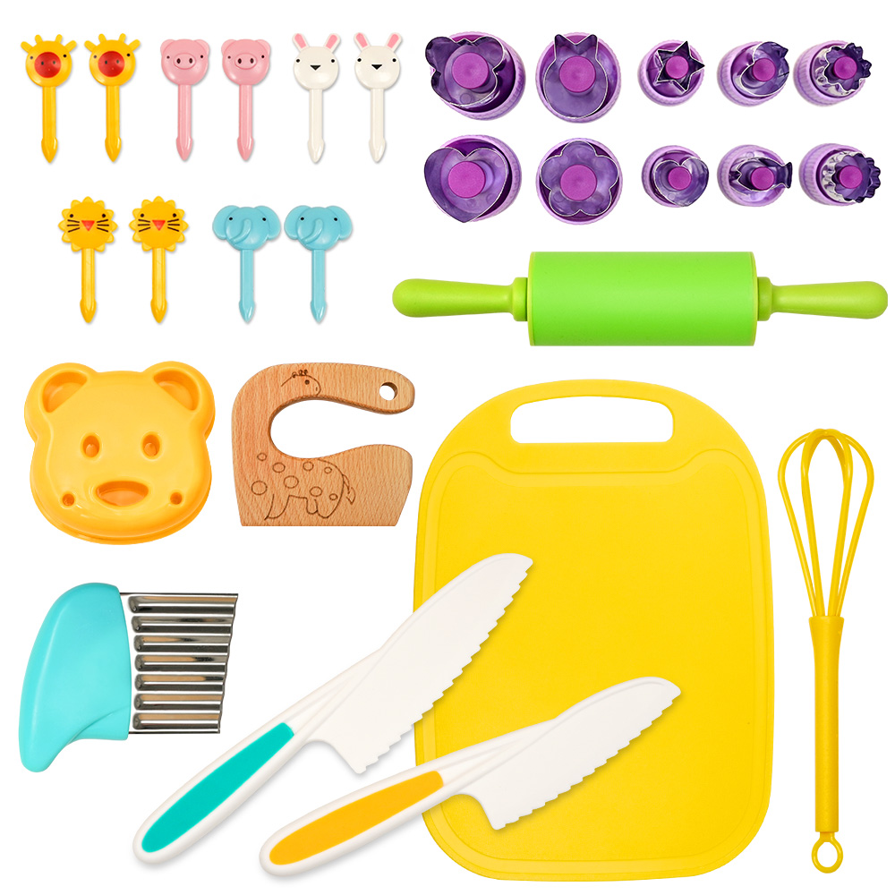 로티니 어린이 주방놀이 28종 요리도구세트, 1세트, 혼합, 안전칼+위생도마+야채커터+푸드데코픽+밀대+나무칼 18,500원