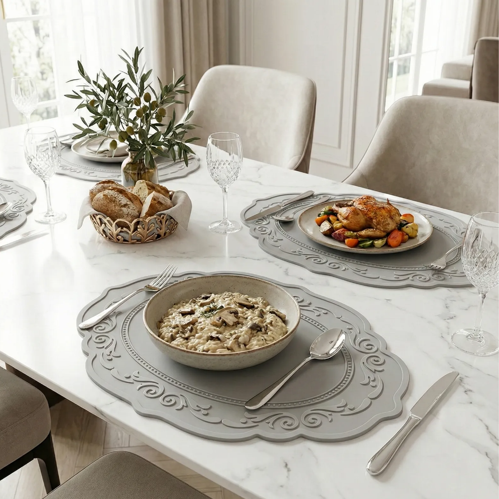 프라니 실리콘 북유럽 예쁜 식탁매트, 2개, 대(45 x 30 cm), 라이트 그레이 13,800원