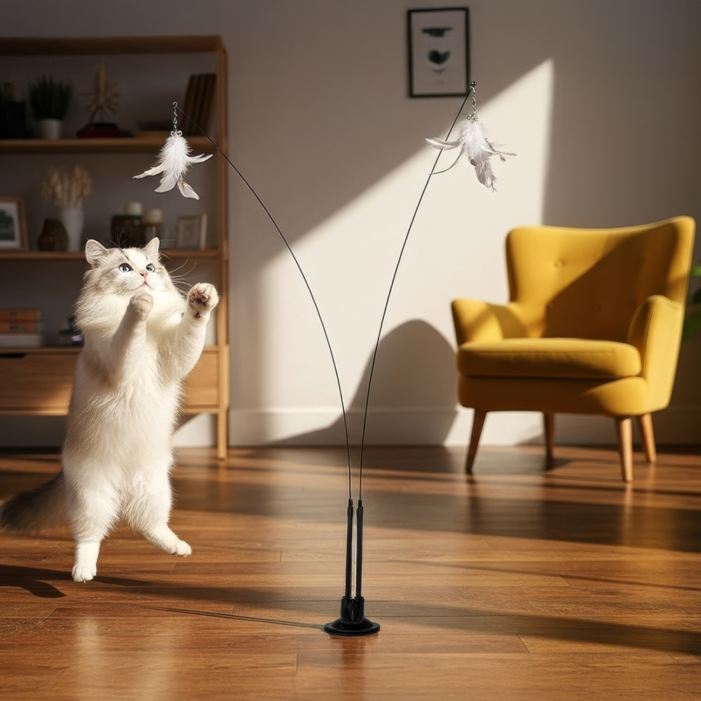 레토 고양이 2in1 흡착판 낚시대 장난감 세트 LPT-FT03, 화이트 + 블랙, 1세트 8,900원