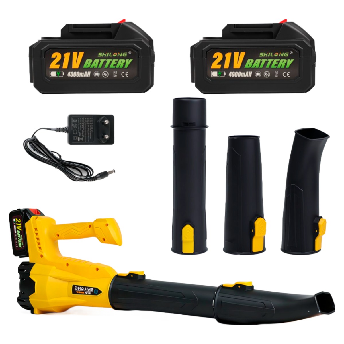 SHILONG 무선 송풍기 21V 대포 충전식 대형 송풍기 낙엽 청소 배터리 2개, 1세트 92,900원