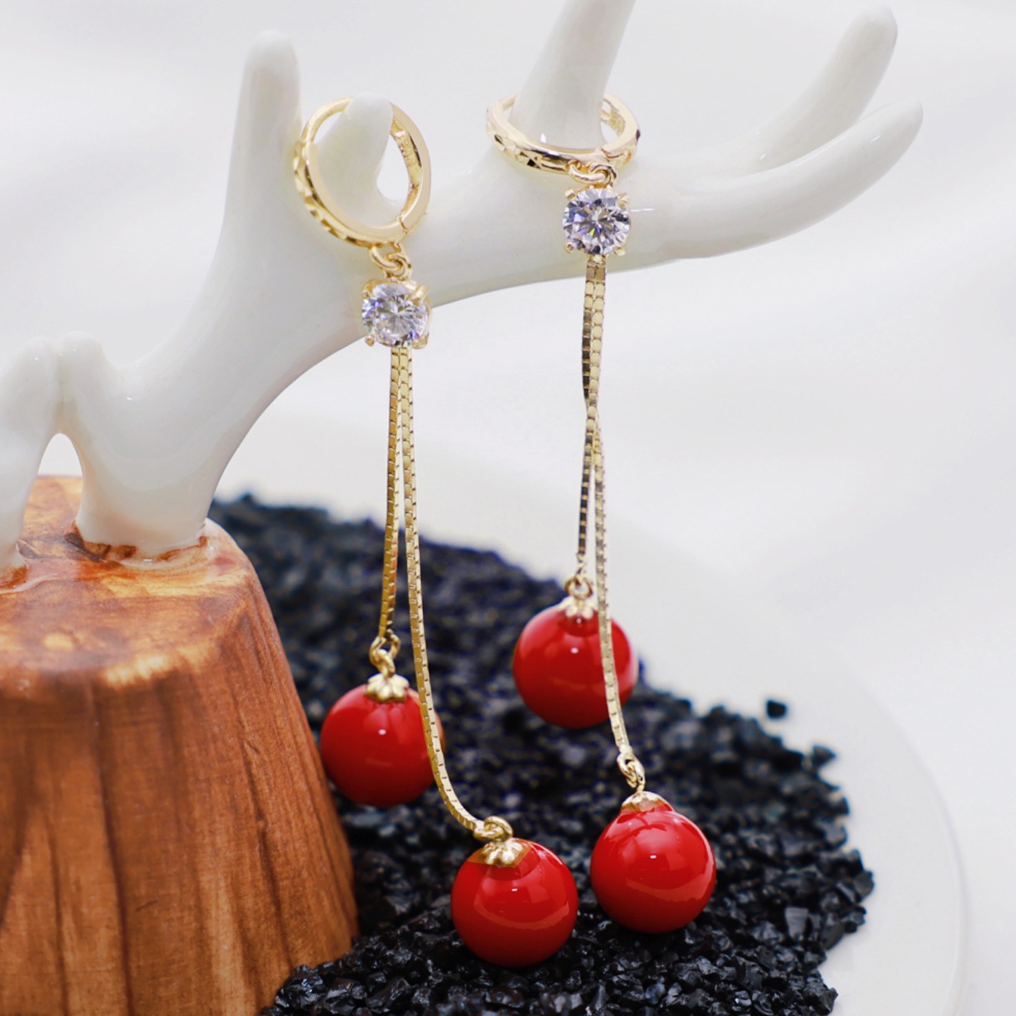 14k 18k 핑크 로즈골드 산호 귀걸이 (E593-산호) 398,720원