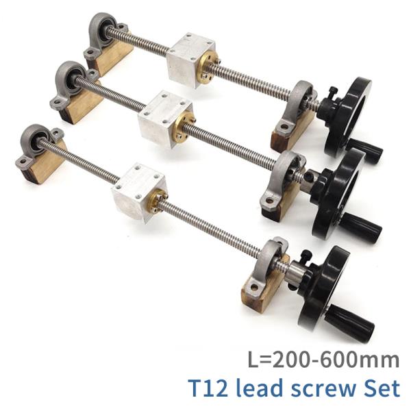 핸드 휠 리드 가이드 레일 나사, T12 12mm 250 300 400 500mm + 수직 브래킷, DIY 간단한 슬라이드 28,470원