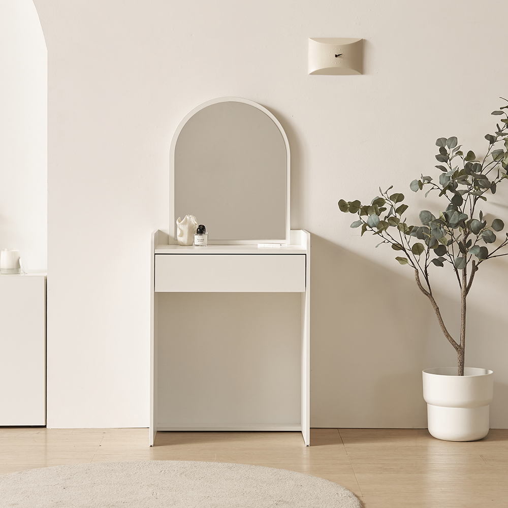 콤팩트 600 수납 LED 조명 수납 모던 미니 거울 화장대, 화이트 123,000원