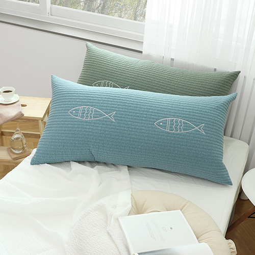 피쉬 피그먼트워싱 순면 침대 등받이쿠션 헤드쿠션 커버, 블루 31,000원