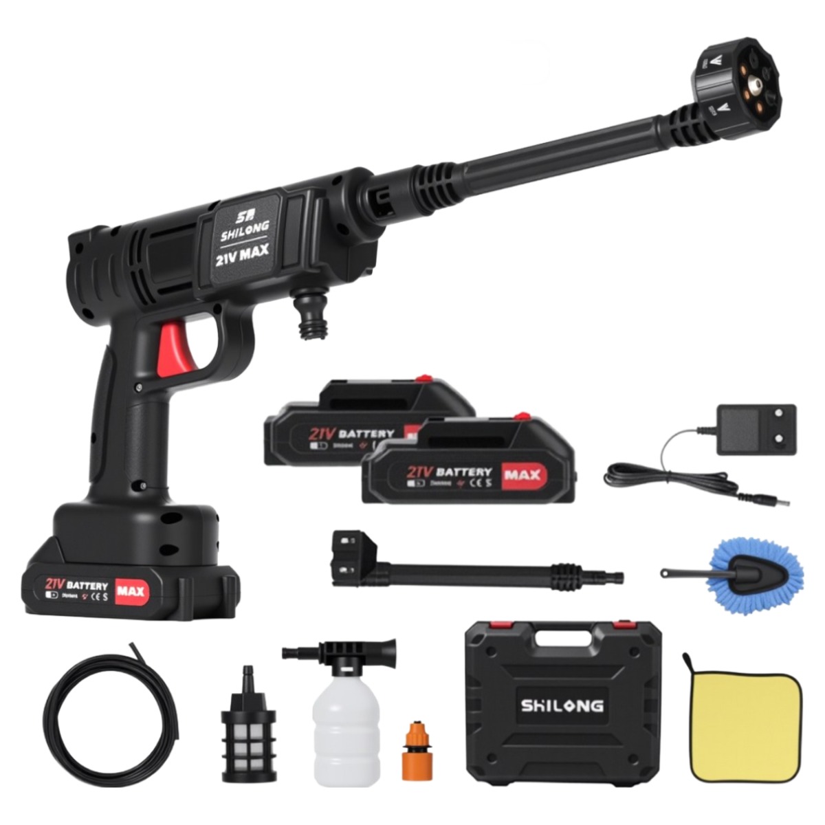 SHILONG 새로운 업그레이드 무선 고압세척기 고압세차기 휴대용 세차기 셋트 휴대용 2000mAh 배터리2개 풀세트, 1개 67,690원