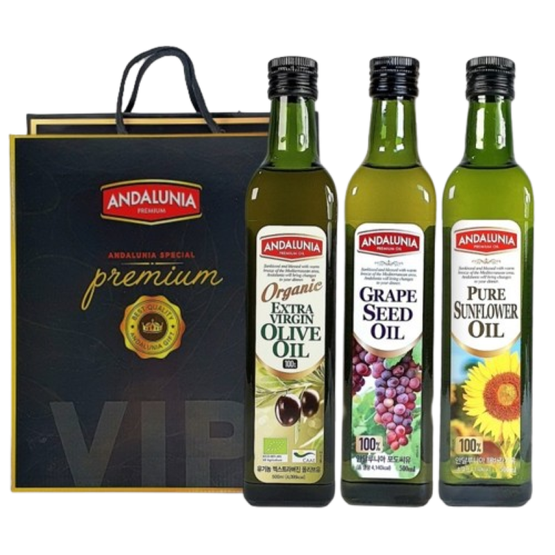 안달루니아 올리브유 + 포도씨유 + 해바라기씨유 선물세트 + 쇼핑백 66,760원