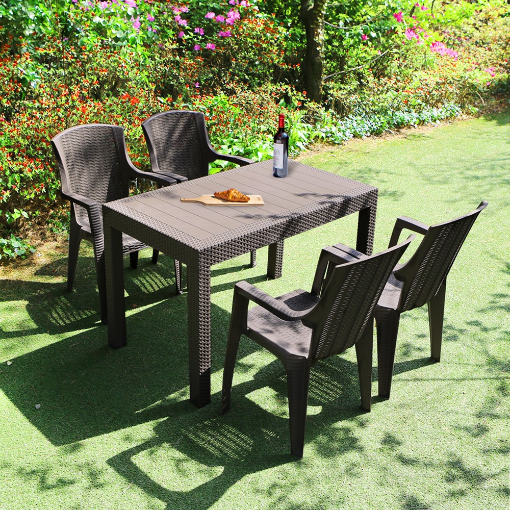 모니카 1200x700 4인 야외 테이블 세트, 브라운 166,000원