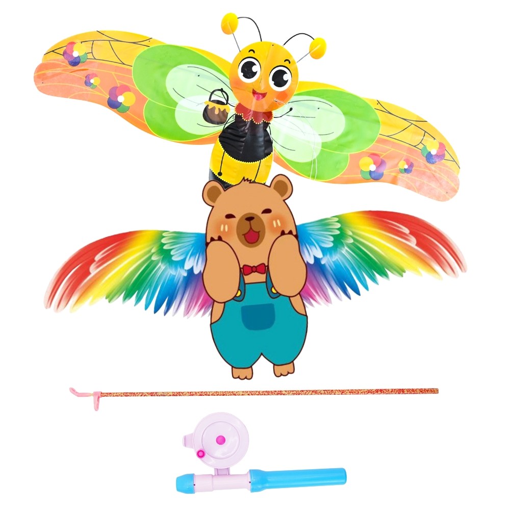 토이토 1+1 대형 낚시대 연 날리기 얼레 세트 대형 꿀벌 카피바라, 1세트 10,460원