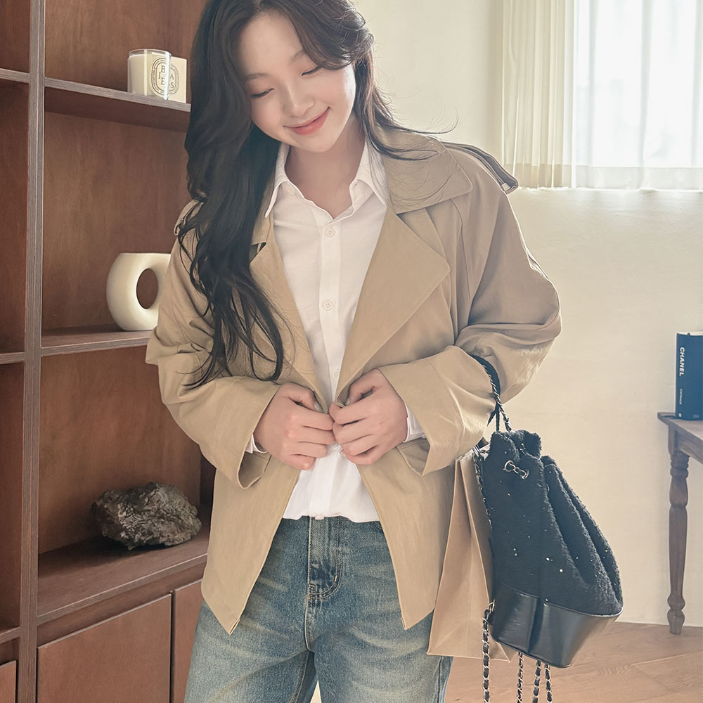 [44-140][분위기템✨] 빅사이즈 하프 트렌치 코트 여성 빅사이즈 여자 플러스사이즈 어거스트플랜 79,900원