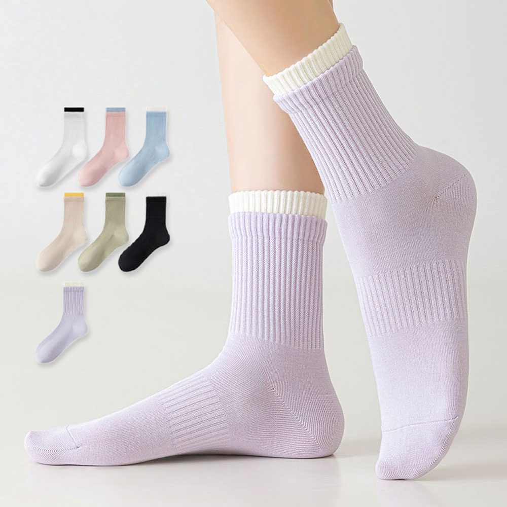 MJLP 여성 순색 압축 봄여름 양말 중목 양말 장목 양말 중목 양말 흰양말 운동 면 양말 두발로 장목 여성 양말 세트 7족 24,980원