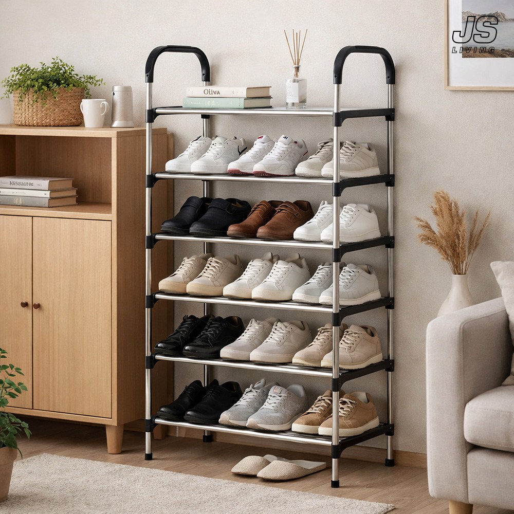 JS리빙 데이지 현관 신발장 정리대 6단 간이 선반 아파트 튼튼한 틈새 실내화 거치대 좁은 원룸 미니 슬림 정리선반 슈즈렉 신발 수납장 철제 스탠드 다이 JS#5628115_DJ 13,700원