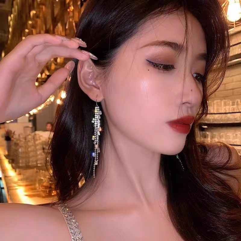 칠성작 925은침 큐빅롱프린지귀걸이 blingbling 간략패션귀걸이 18,480원