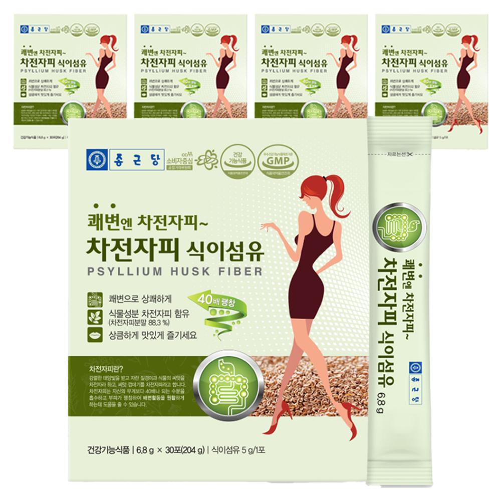 종근당 차전자피 식이섬유 30개입, 204g, 5개 86,670원