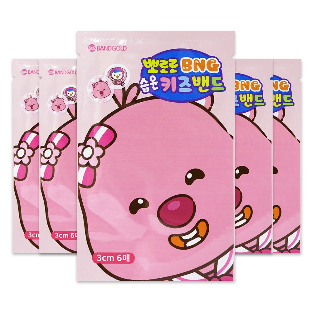 밴드골드 뽀로로 BNG 습윤 키즈밴드 루피 6매입 x 5개, 6개입, 5개 11,990원