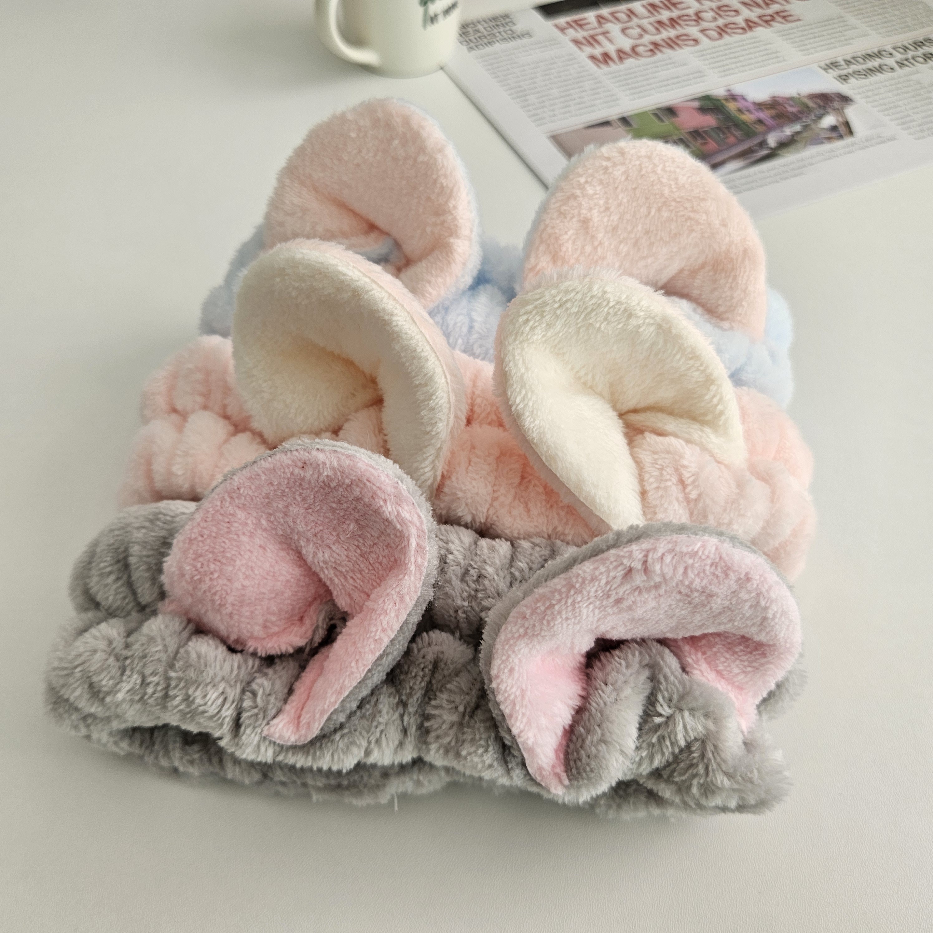 하나멜로우 고양이 세안밴드 3종세트, 그레이+베이비핑크+블루 9,300원