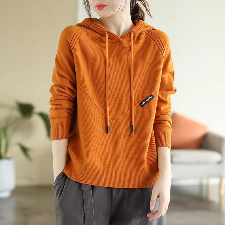 POMTOR 봄 가을 여성 데일리 스웨터 라운드넥 무지 니트 후드티 중년여성의류 겨울 니트 맨투맨 18,600원