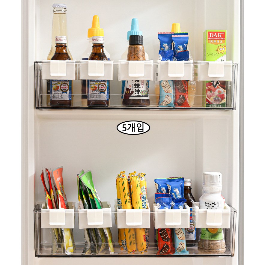 니렌스 냉장고 도어포켓 다용도 조절가능 수납 정리대, 5개, 화이트 8,950원