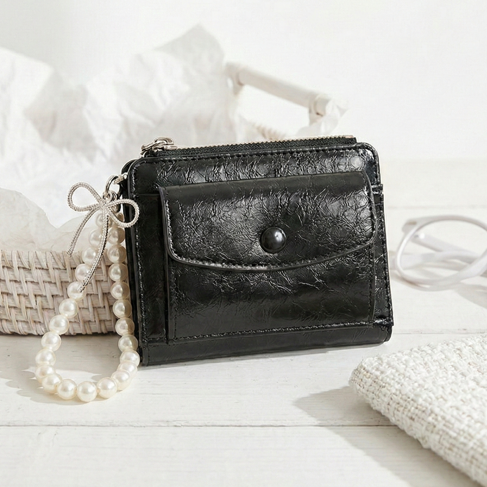 [키링세트] 샤샤벨 심플포켓 반지갑 여성 학생 카드지갑 귀여운 여자 지갑 14,890원