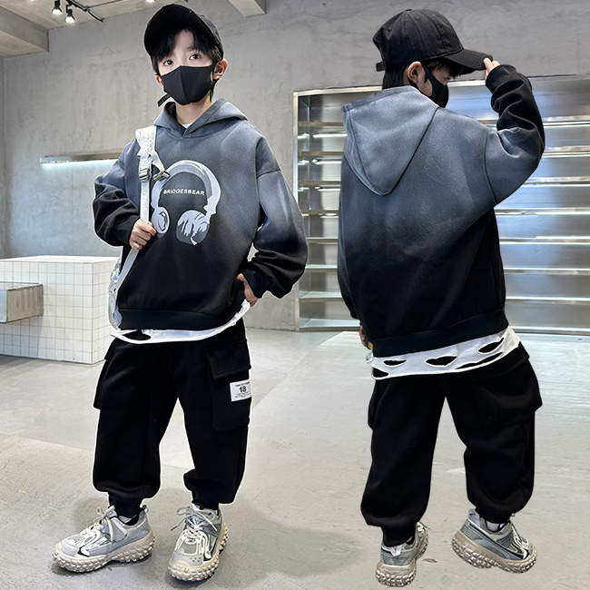 비비키드 초등생 기모 겨울 신상 헤드셋 프린팅 나염 후드티 상의 초중생 하의 주니어 의류 세트 남아 긴팔 긴바지 상의+하의 세트 (2411) 41,800원