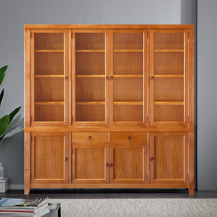 [마루엔개비] 우리목 서랍 찬장 장4문 유리장식장 원목그릇장 2,805,000원