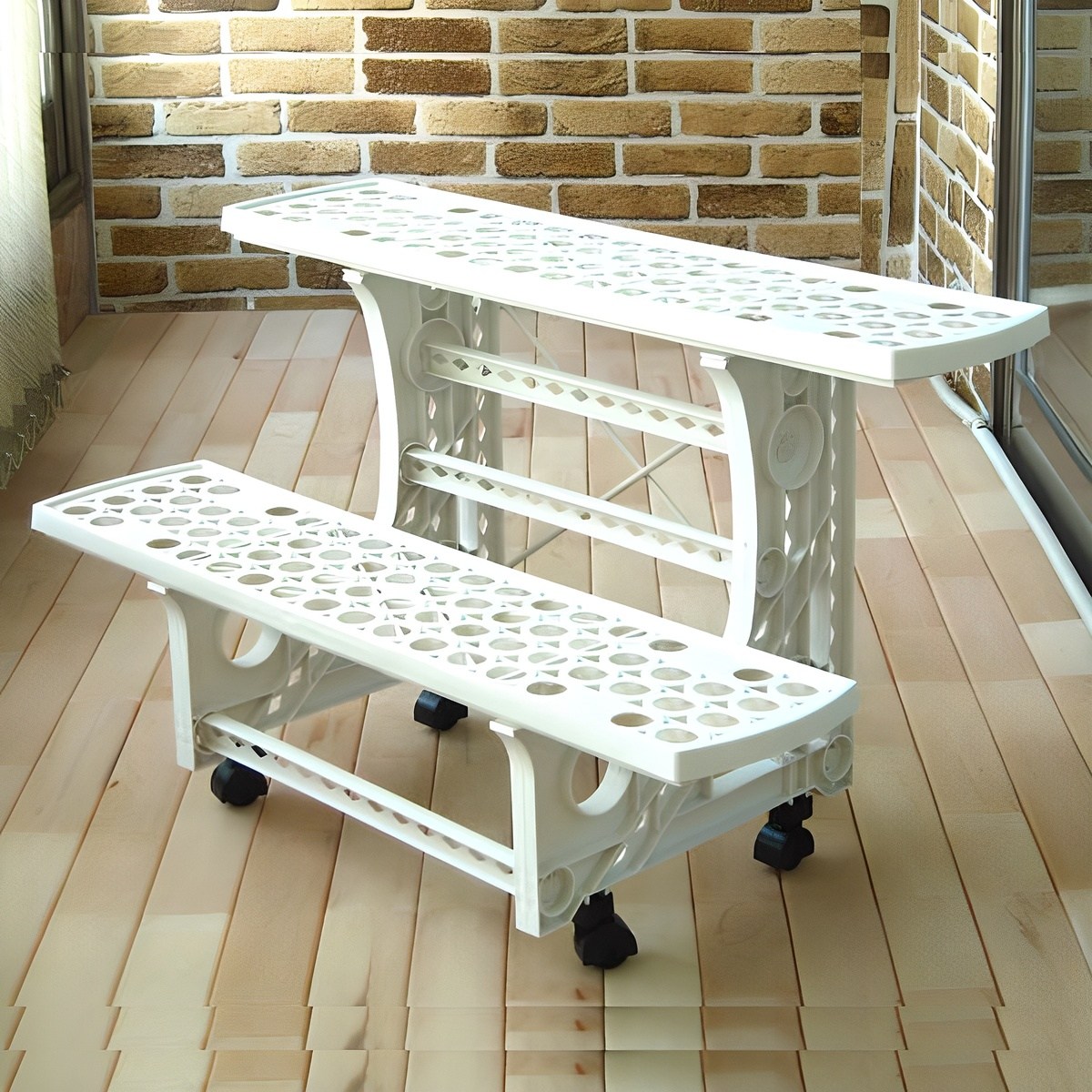 화분정리대 받침대 선반 진열대 인테리어선반 2단3단, 03.이동식 화분정리대2단, 1개 23,900원