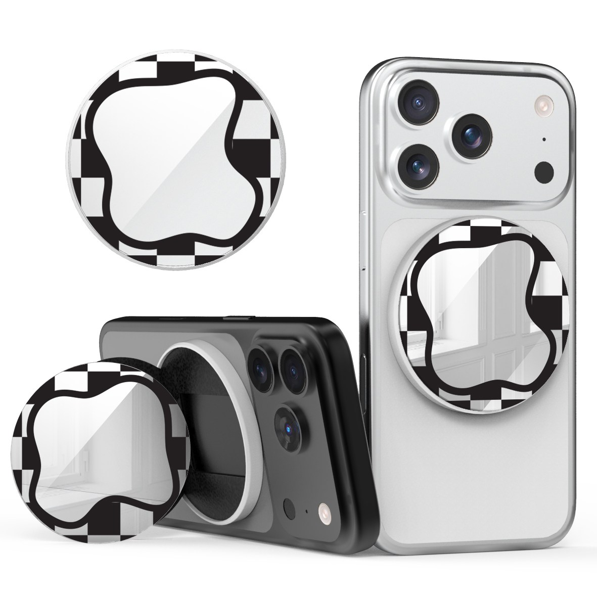 이디즌 디자인 미러 그립 스마트톡 맥세이프 홀더 스탠드, 1개, 블랙체크 8,900원