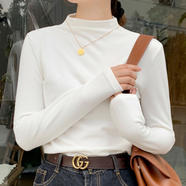 턴키 여성용 스판 하이넥 빅사이즈 반폴라 티셔츠 G-292 9,800원