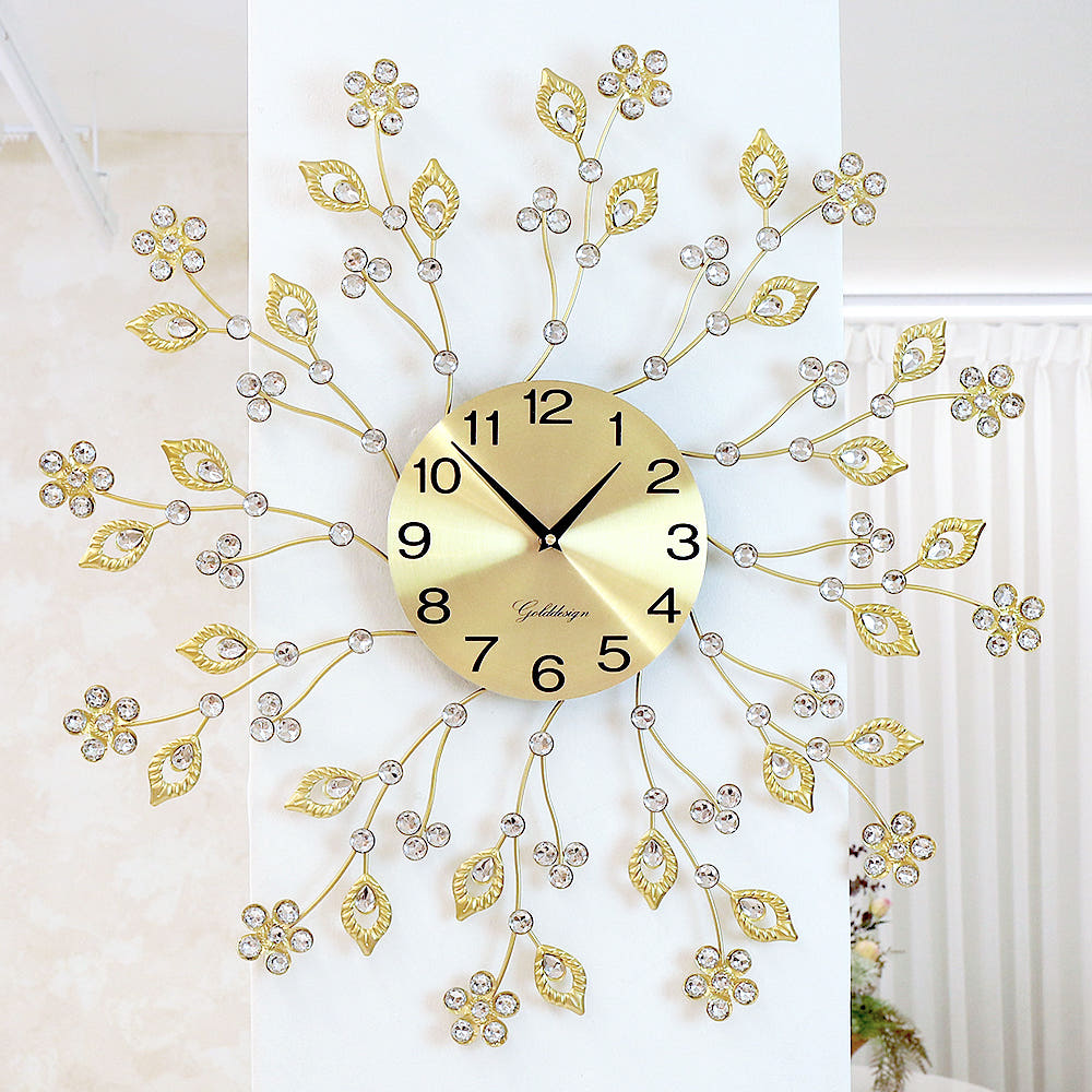 골드디자인 골드&큐빅 무소음 인테리어 벽시계, 혼합색상 69,900원