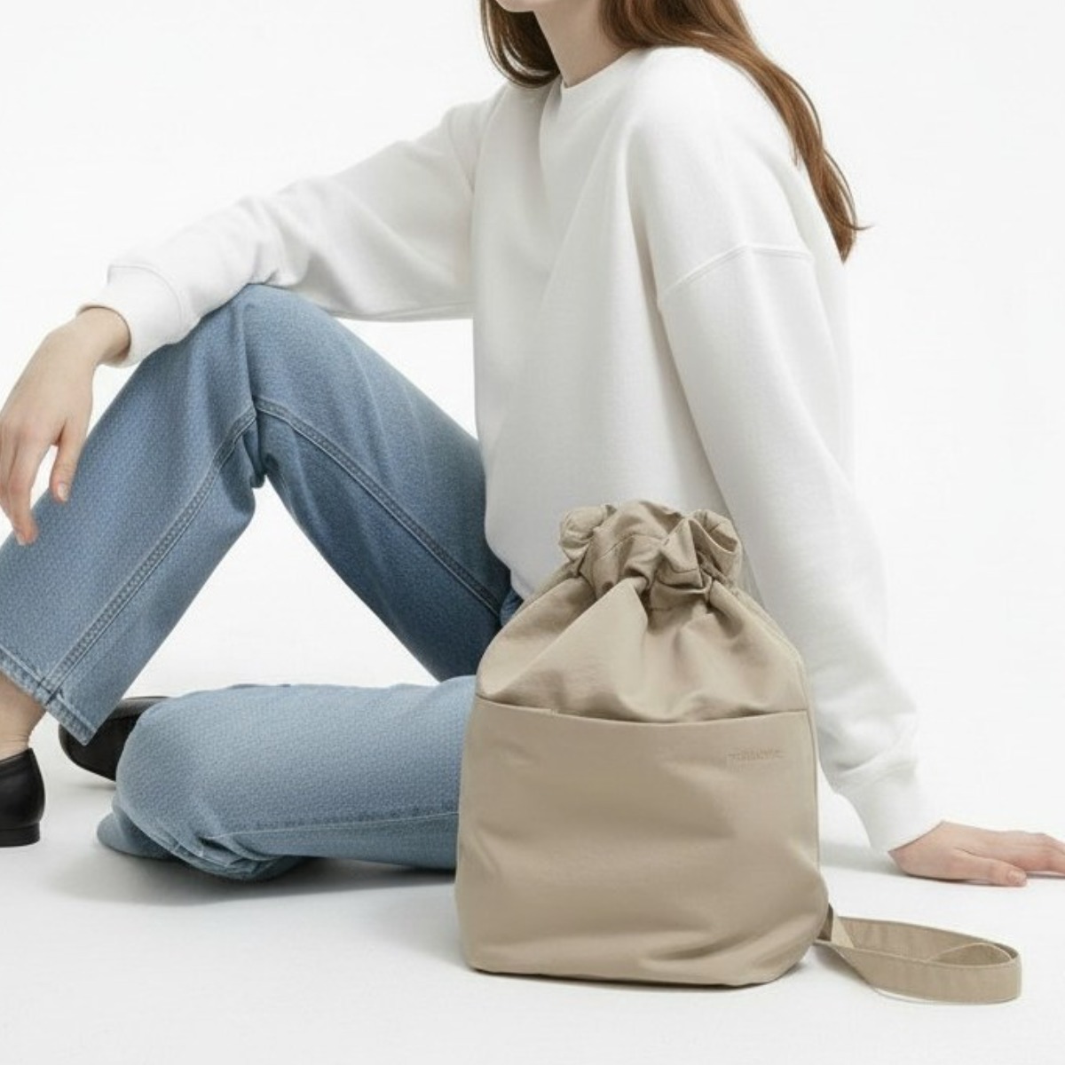 국내제작 나일론 스트링 백팩 여성 데일리 가벼운 백팩 베이지 54,400원