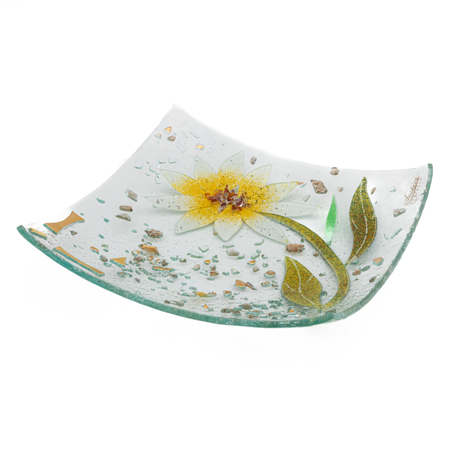 소스피리 베네치아 수제 꽃무늬 무라노 유리 장식 접시 돋을새김 정교한 핸드메이드 디테일 SOSPIRI VENEZIA 선물용 센터피스 현관 테이블 거실 식탁 장식 126,000원