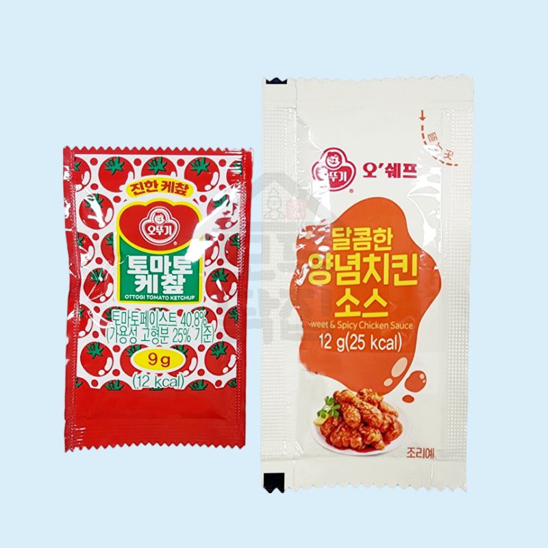 오뚜기 봉지 소포장 일회용 양념치킨소스 12g 200매 + 토마토케찹 9g 200매 세트, 1개 25,400원