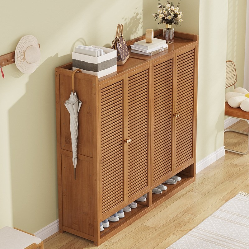 2/3/4문 대용량 신발장 거실 현관 신발장 정리대 신발 수납장 방진 현관캐비닛, 7단, 브라운 (4도어), 현재가 159,750원