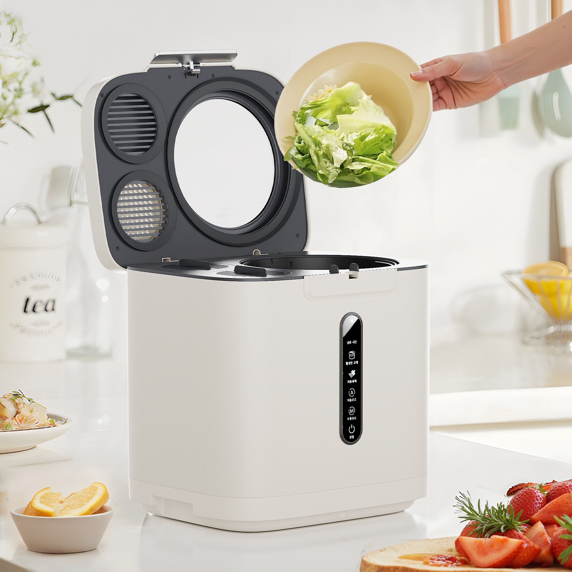 최신형 Homall 음식물처리기 FC-385B 튜명창 분쇄기 건조기 가정용 주방 쓰레기처리 오픈형 자동세척가능 4L, 아이보리 210,000원