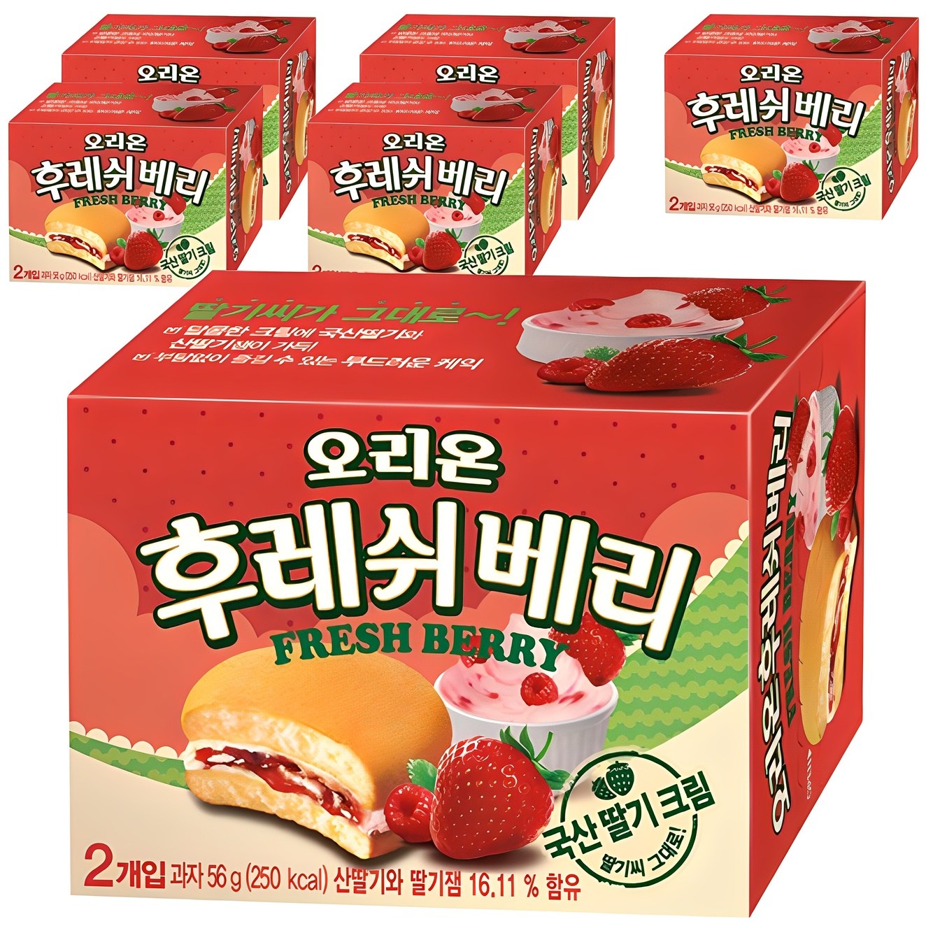 오리온 후레쉬베리 딸기, 56g, 6개 7,840원