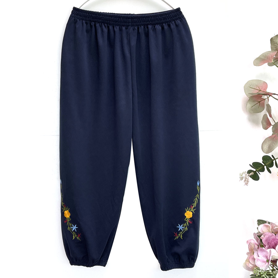 국민할매 할머니옷 봄가을 스판 밑단 꽃자수 몸빼바지[KH-088] 중년의류 엄마옷 요양원옷 19,800원